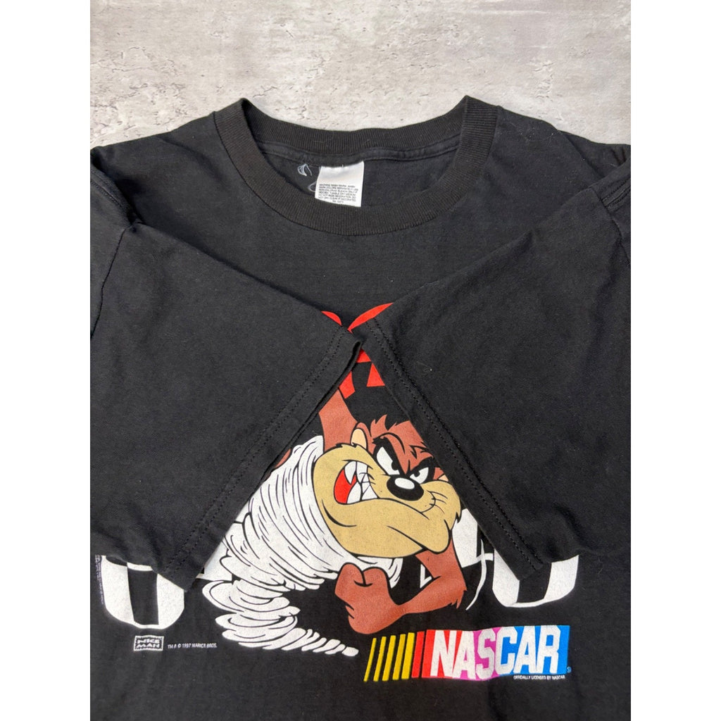 Vintage 1997 Looney Tunes Nascar Taz Racing Cartoon Graphic T-Shirt Size Large
