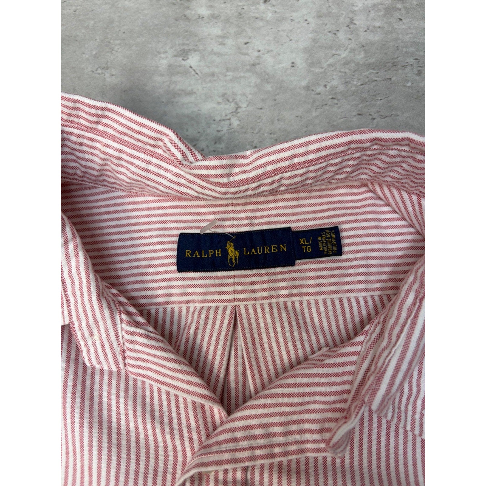 Vintage Polo Ralph Lauren Embroidered Pony Striped Cropped Button Up Shirt Sz XL
