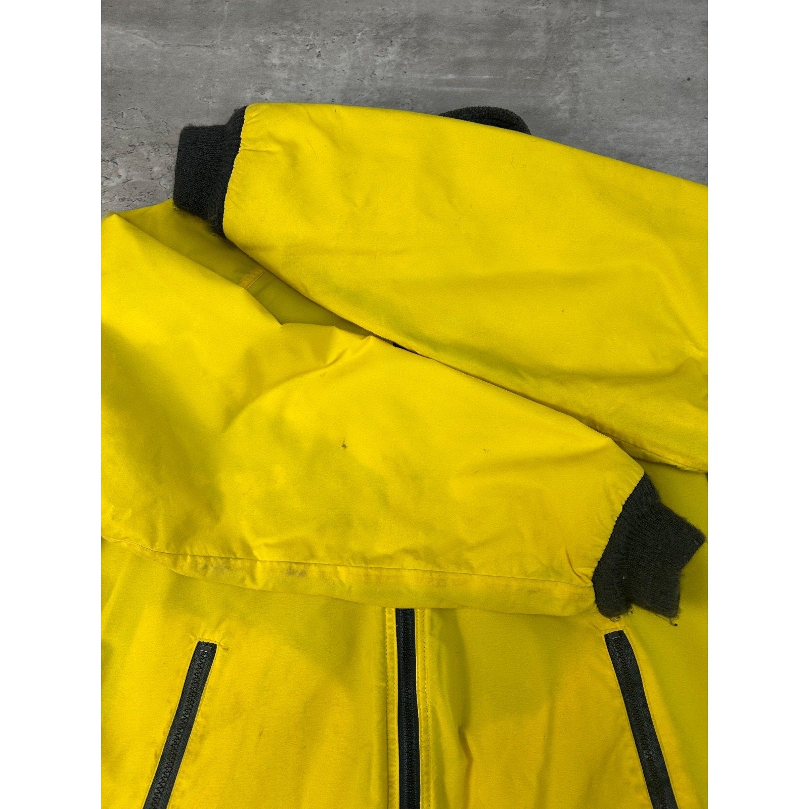 Vintage 90s Woolrich Fleece Lined Full Zip Yellow Bomber Jacket Size Medium