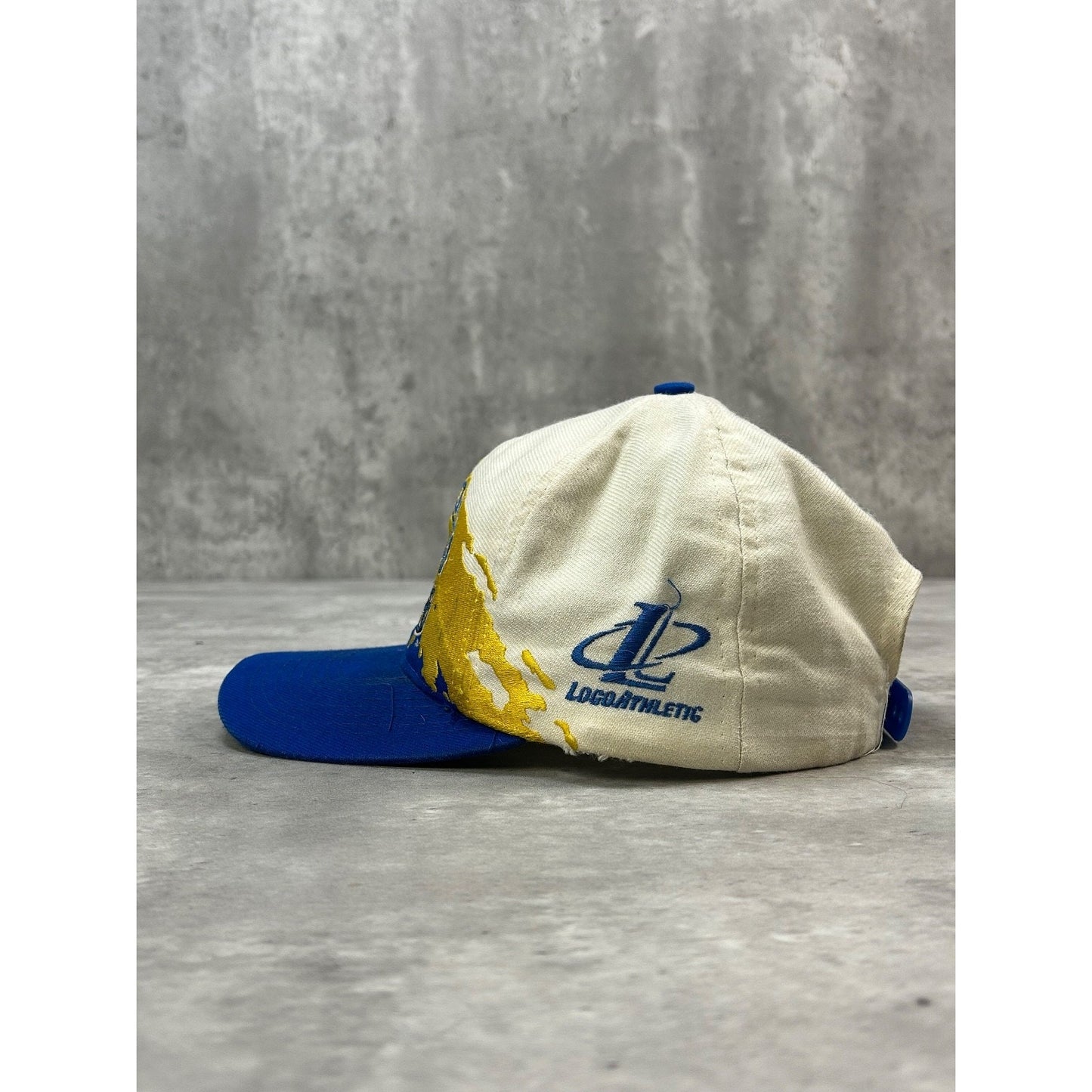 Vintage 90s St Louis Rams NFL Logo Athletic Splash Snapback Hat OSFA