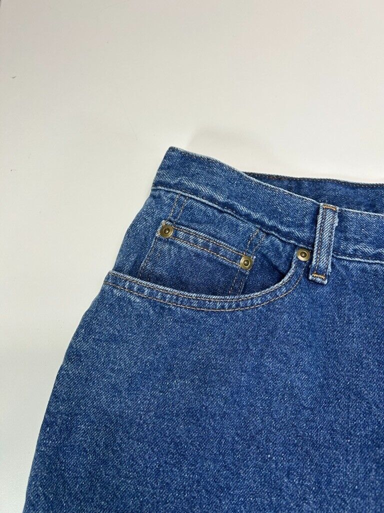 Vintage LL Bean Fleece Lined Relaxed Fit Dark Wash Denim Pants Size 35W Blue