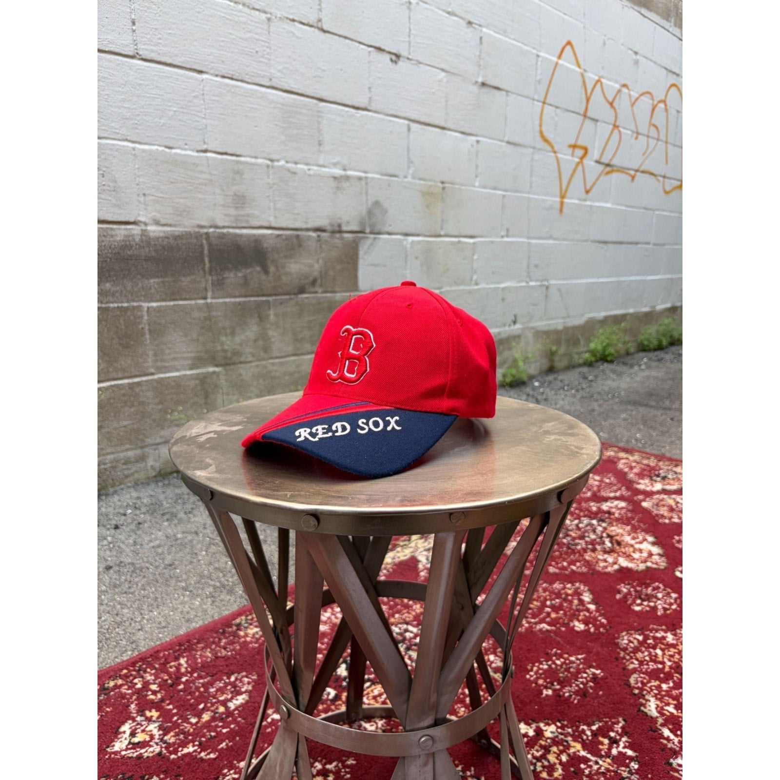 Vintage Boston Red Sox MLB Embroidered Logo Spellout Strapback Hat OSFA