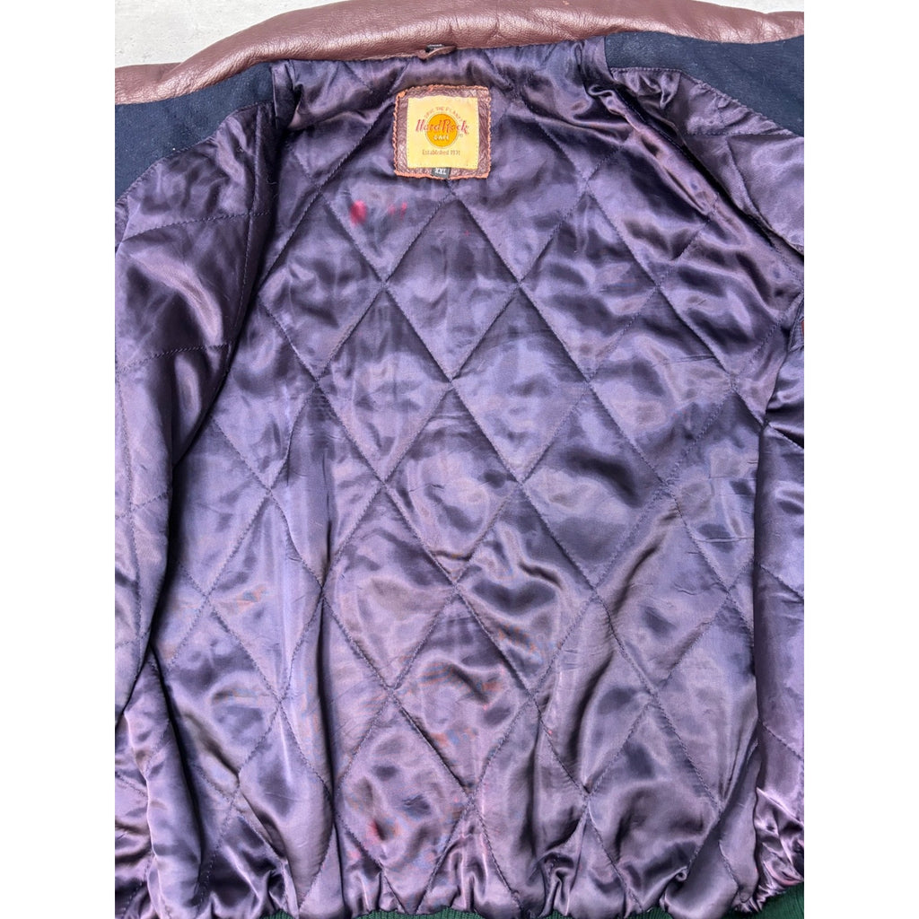 Vintage 90s Hard Rock Cafe Niagara Falls Varsity Style Bomber Jacket Size XL
