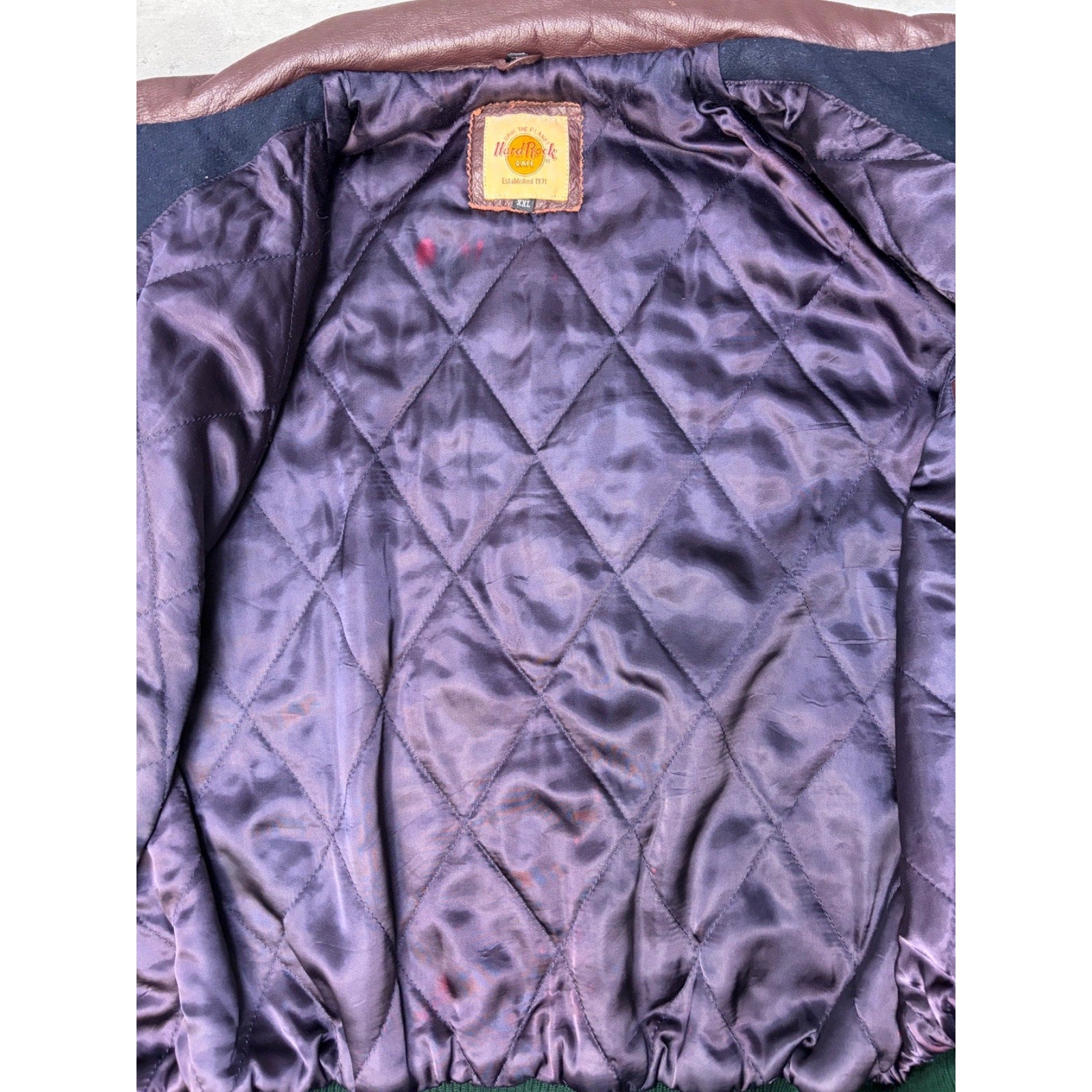Vintage 90s Hard Rock Cafe Niagara Falls Varsity Style Bomber Jacket Size XL