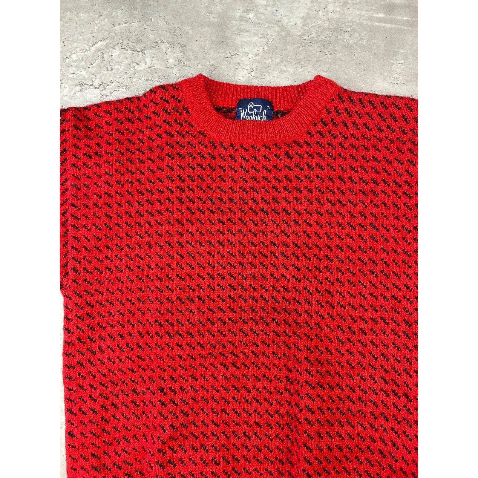 Vintage 90s Woolrich Checkered Print Pullover Ribbed Sweater Size Medium