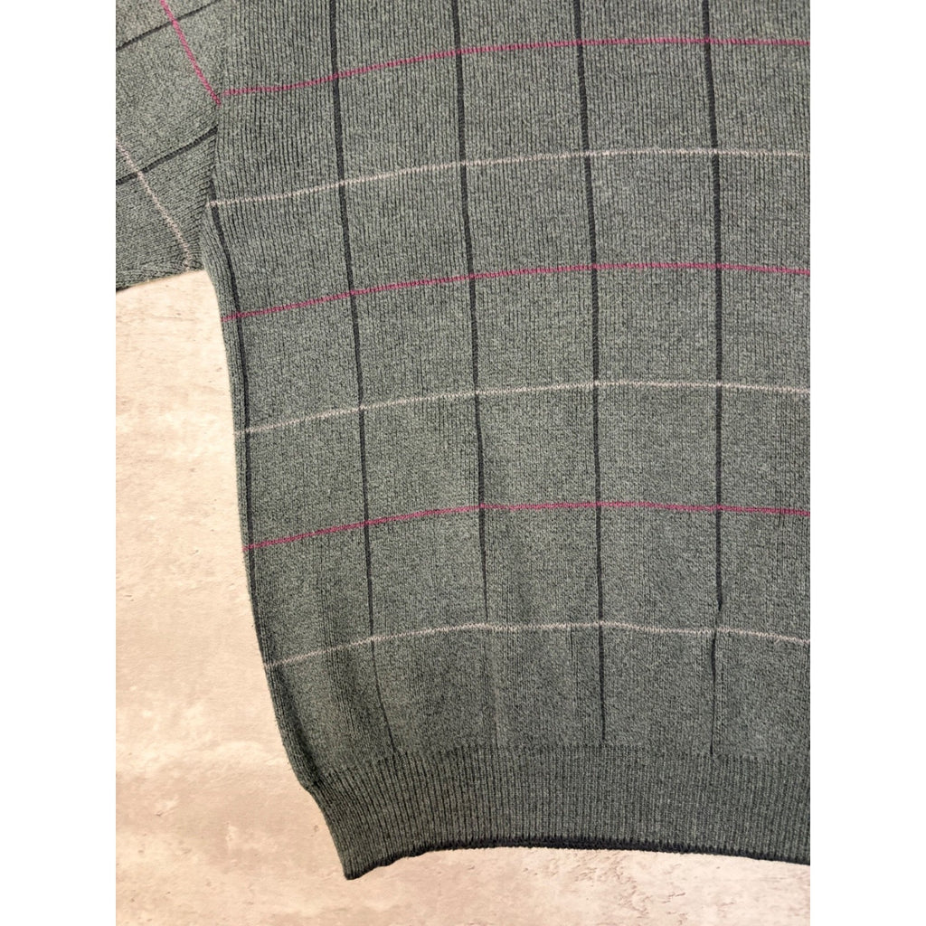 Vintage Croft & Barrow Embroidered Golfer Grid Pattern Knit Sweater Size 2XL