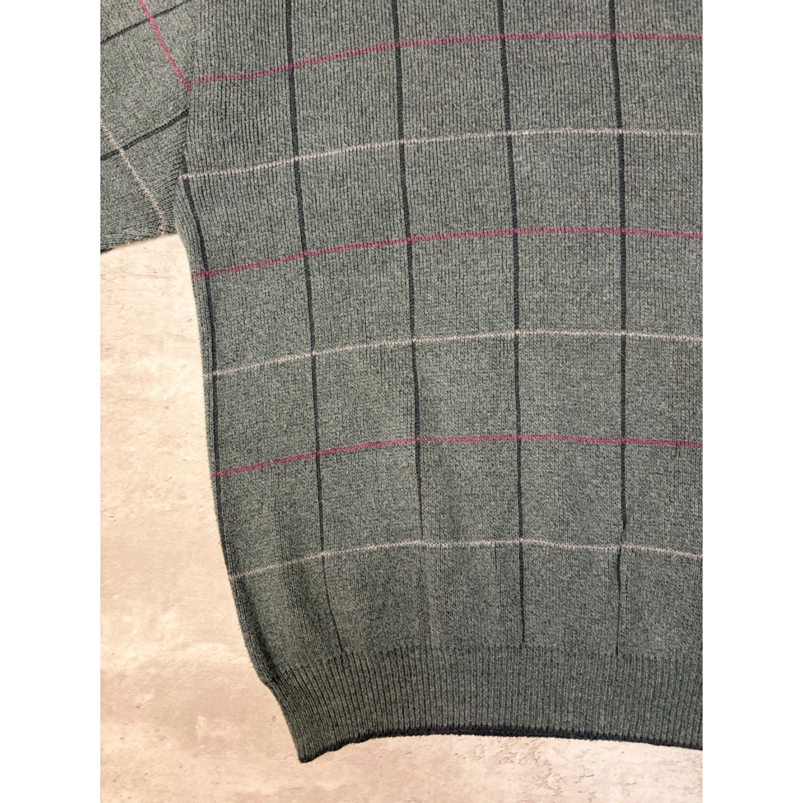 Vintage Croft & Barrow Embroidered Golfer Grid Pattern Knit Sweater Size 2XL