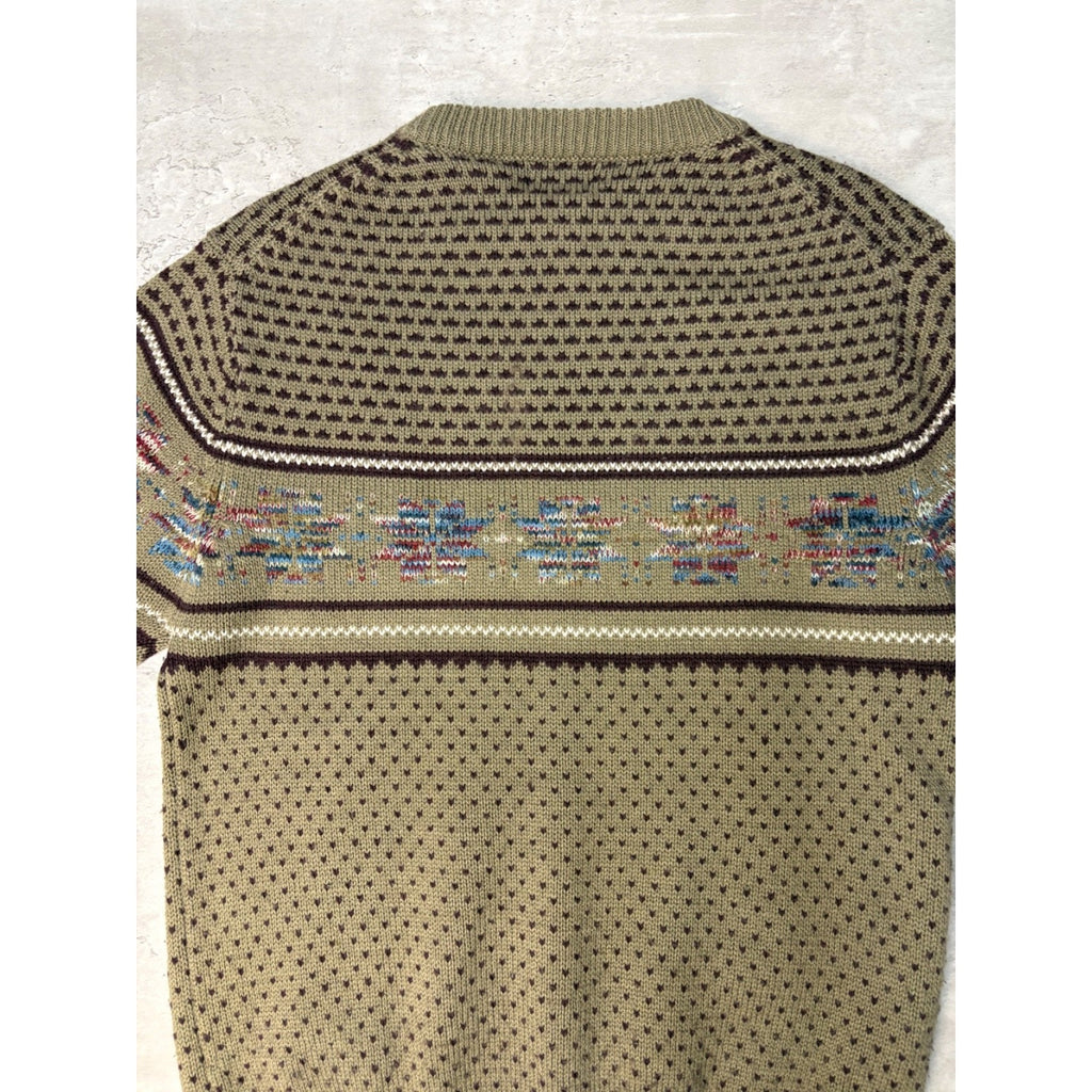 Vintage 90s South Channel Snowflake Striped Print Pullover Knit Sweater Sz Large
