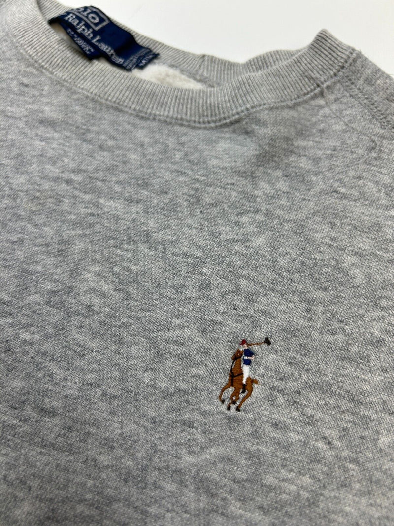 Vintage 90s Polo Ralph Lauren Embroidered Mini Pony Sweatshirt Size Medium Gray