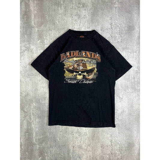 Harley Davidson Motorcycles Badlands Cowboy Skull Graphic T-Shirt Size Medium