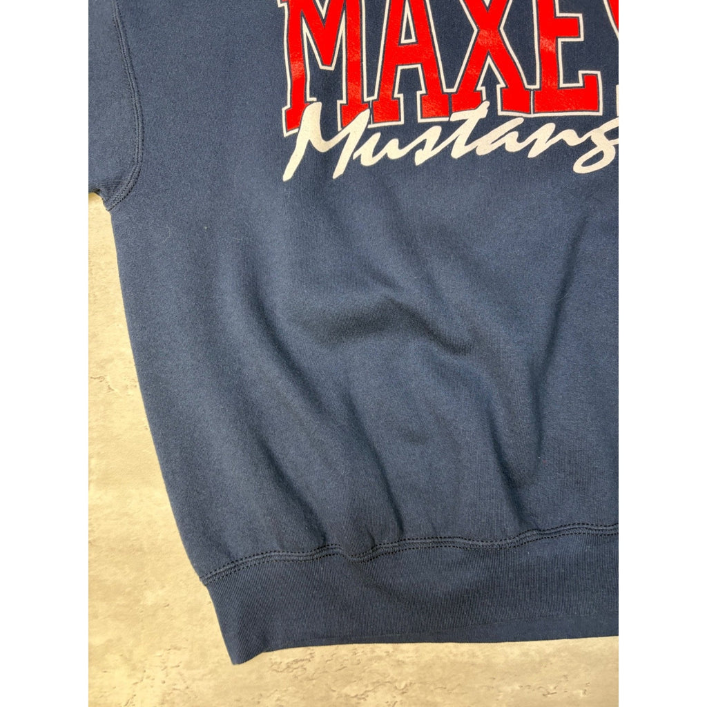 Vintage 90s Maxey Mustangs Collegiate Spellout Graphic Sweatshirt Size Large