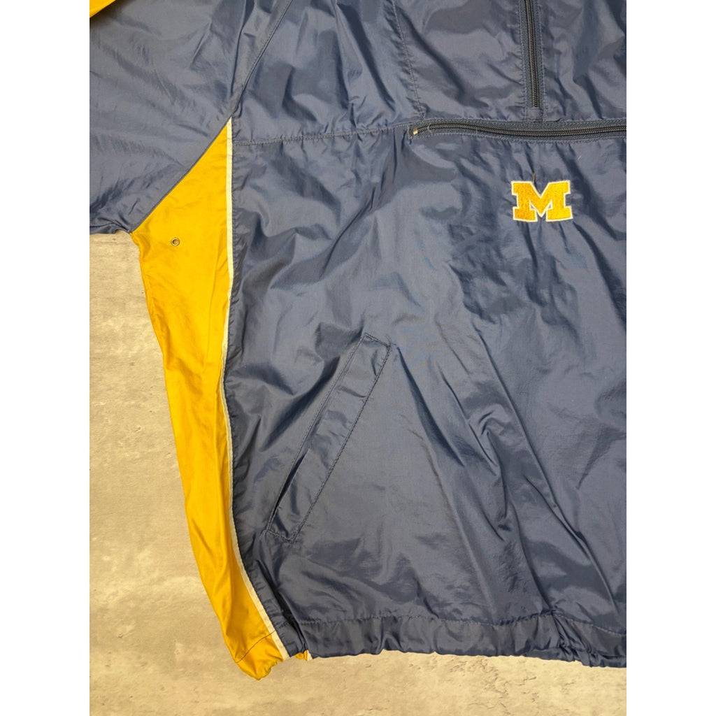Vintage Michigan Wolverines NCAA Embroidered Windbreaker 1/2 Zip Jacket Sz Large
