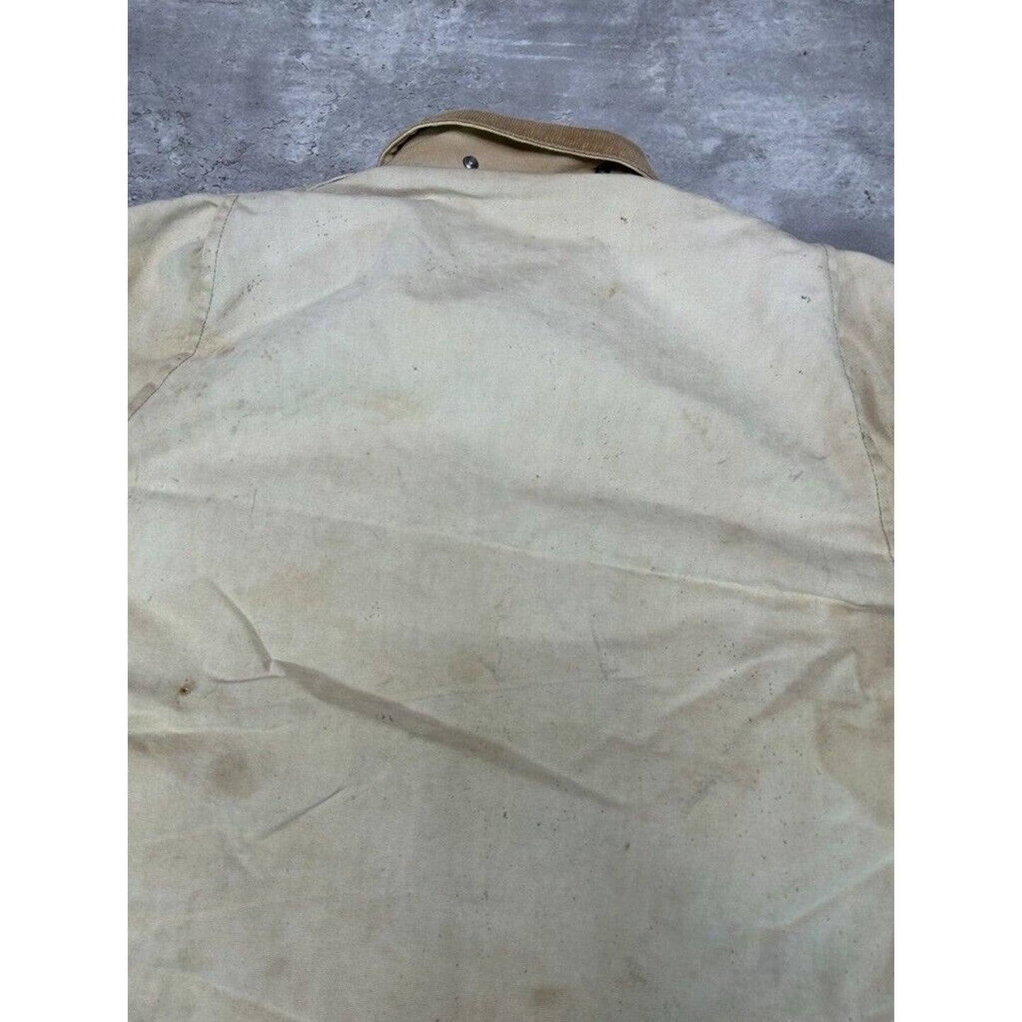 Vintage 80s Carhartt Quilted Lined Canvas Workwear Detroit Jacket Size XL Beige