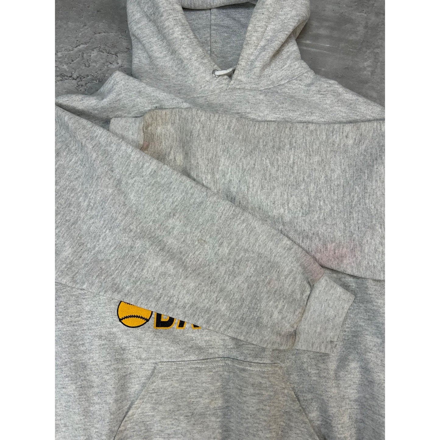 Vintage 90s River Dell Hawks NCAA Baseball Graphic Hooded Sweatshirt Size Large