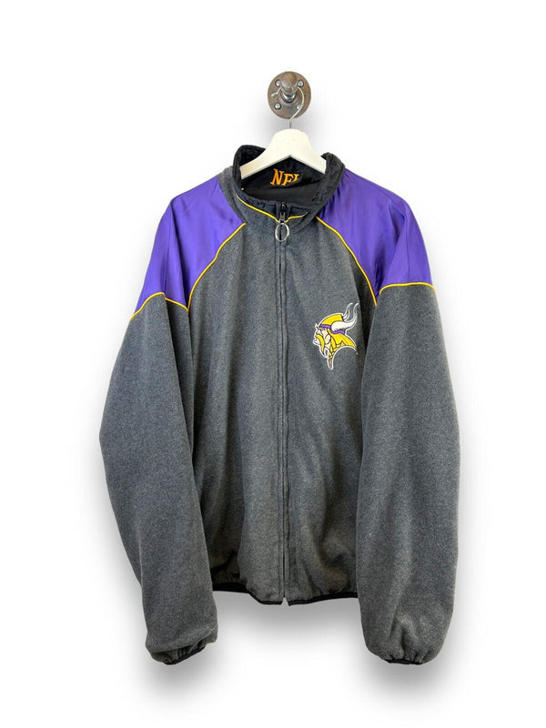 Vintage Y2K Minnesota Vikings NFL Reversible Nylon Fleece Jacket Size XL