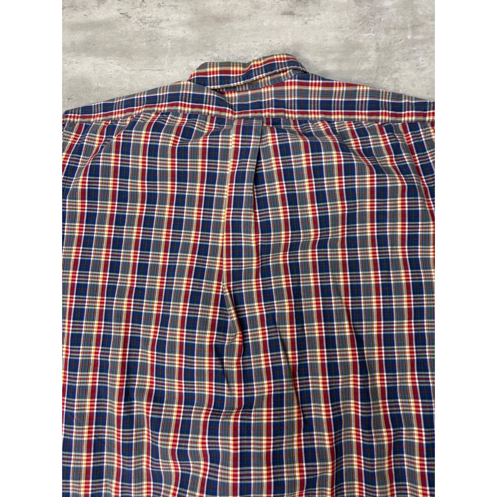 Vintage Polo Ralph Lauren Plaid Print Embroidered Pony Button Up Shirt Sz Large