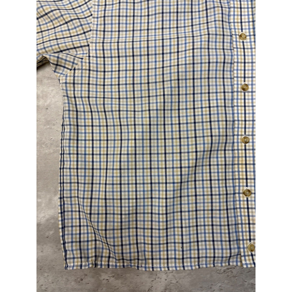 Vintage Van Heusen Single Pocket Plaid Cropped Button Up Shirt Size Large