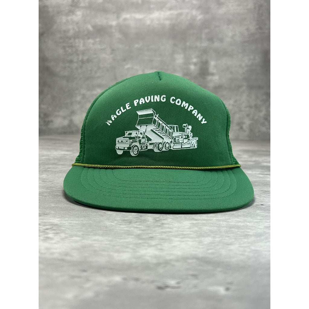 Vintage 90s Nagle Paving Company Graphic Spellout Trucker Snapback Hat OSFA
