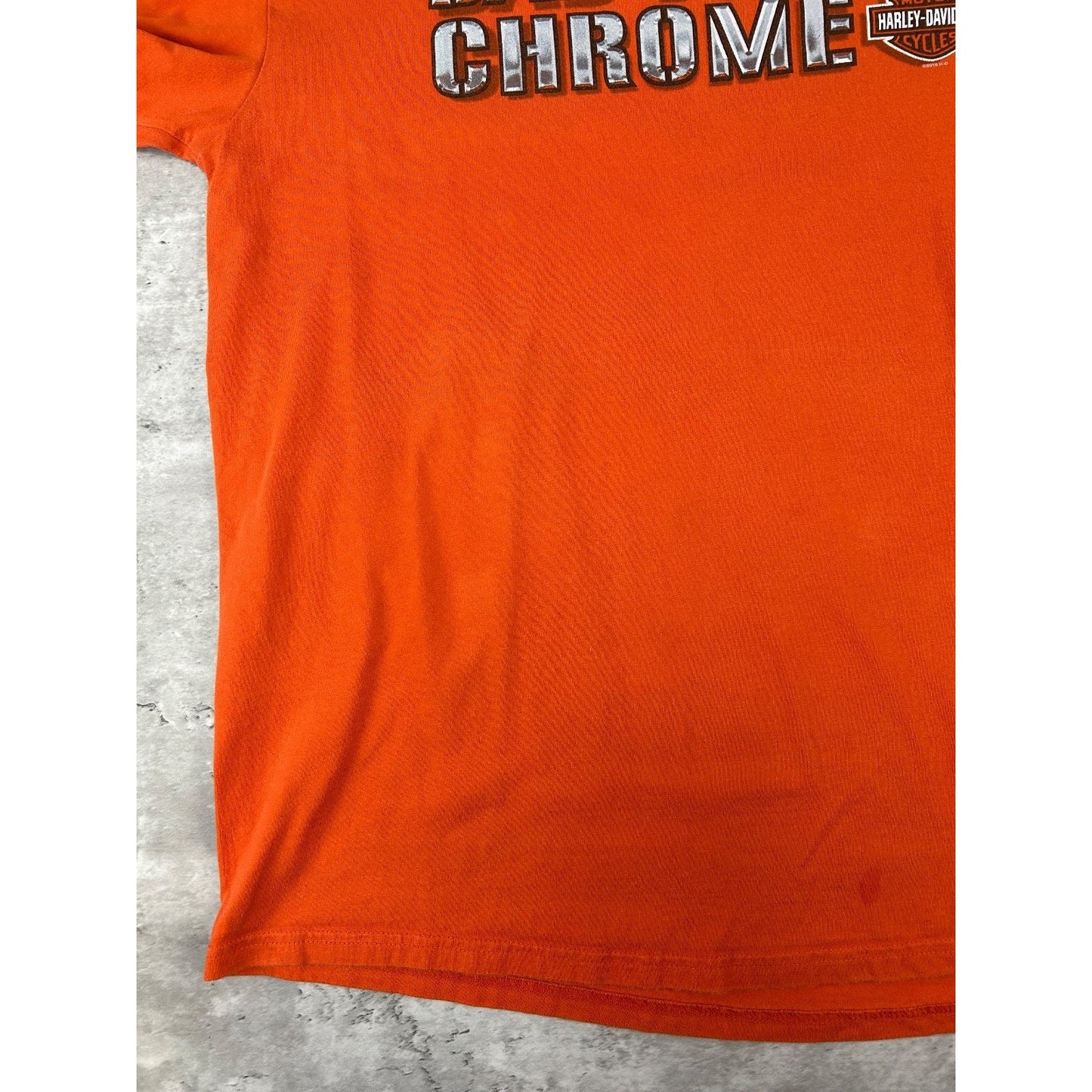 Harley Davidson Bad To The Chrome Motorcycle T-Shirt Size XL Orange