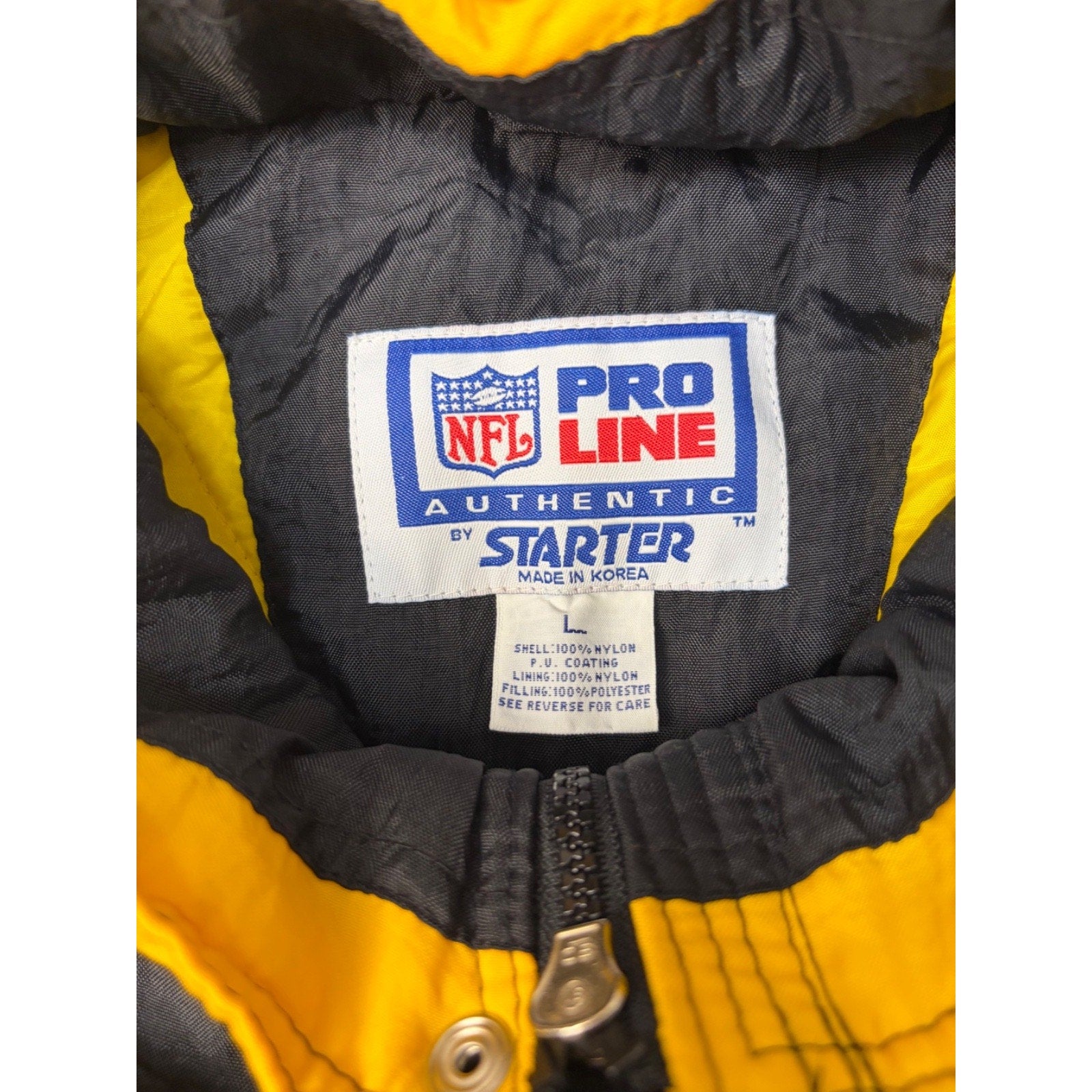 90s Pittsburgh Steelers NFL Insulated Starter Split Back Jacket Size Large