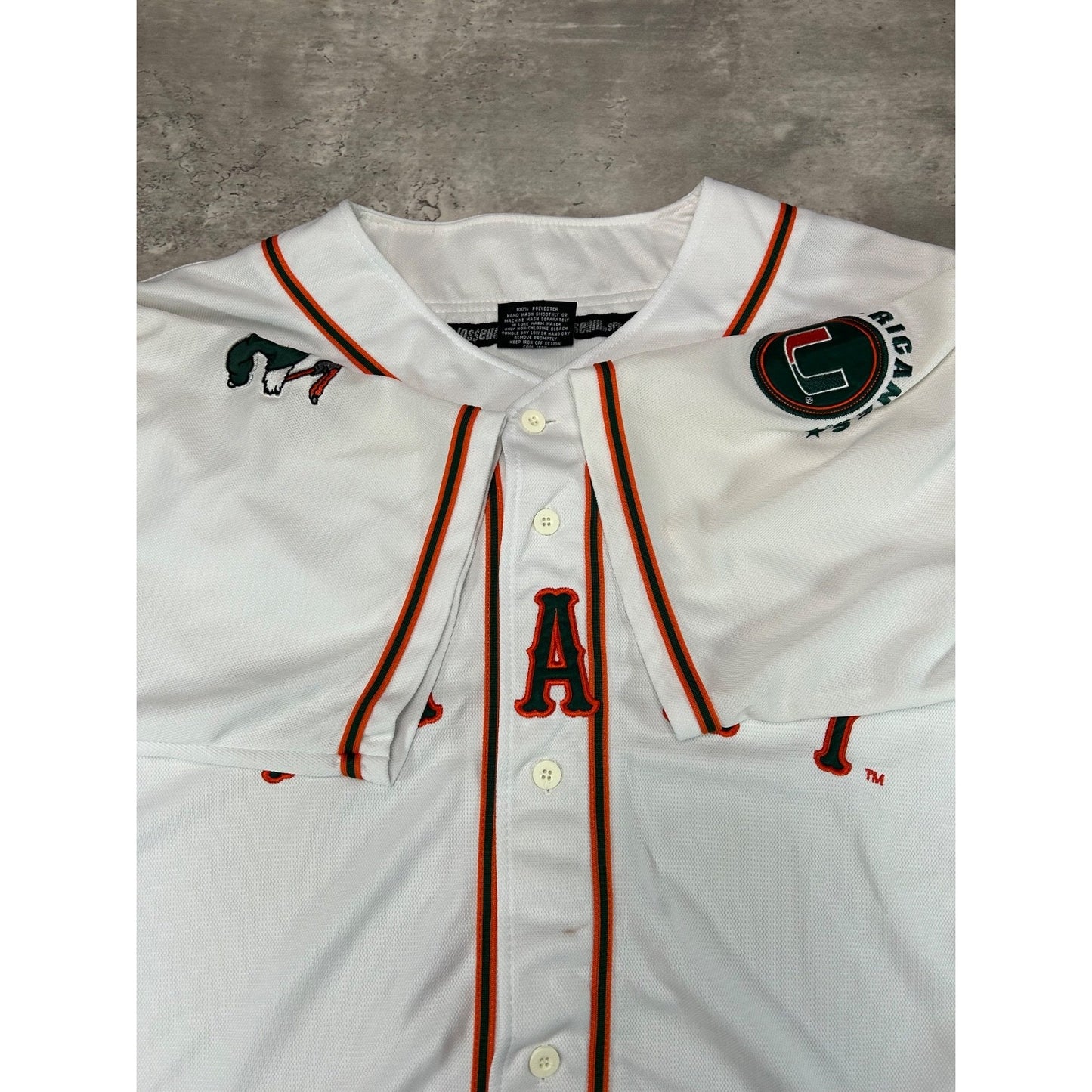 Vintage 2000s Miami Hurricanes NCAA Stitched Baseball Jersey Size 2XL
