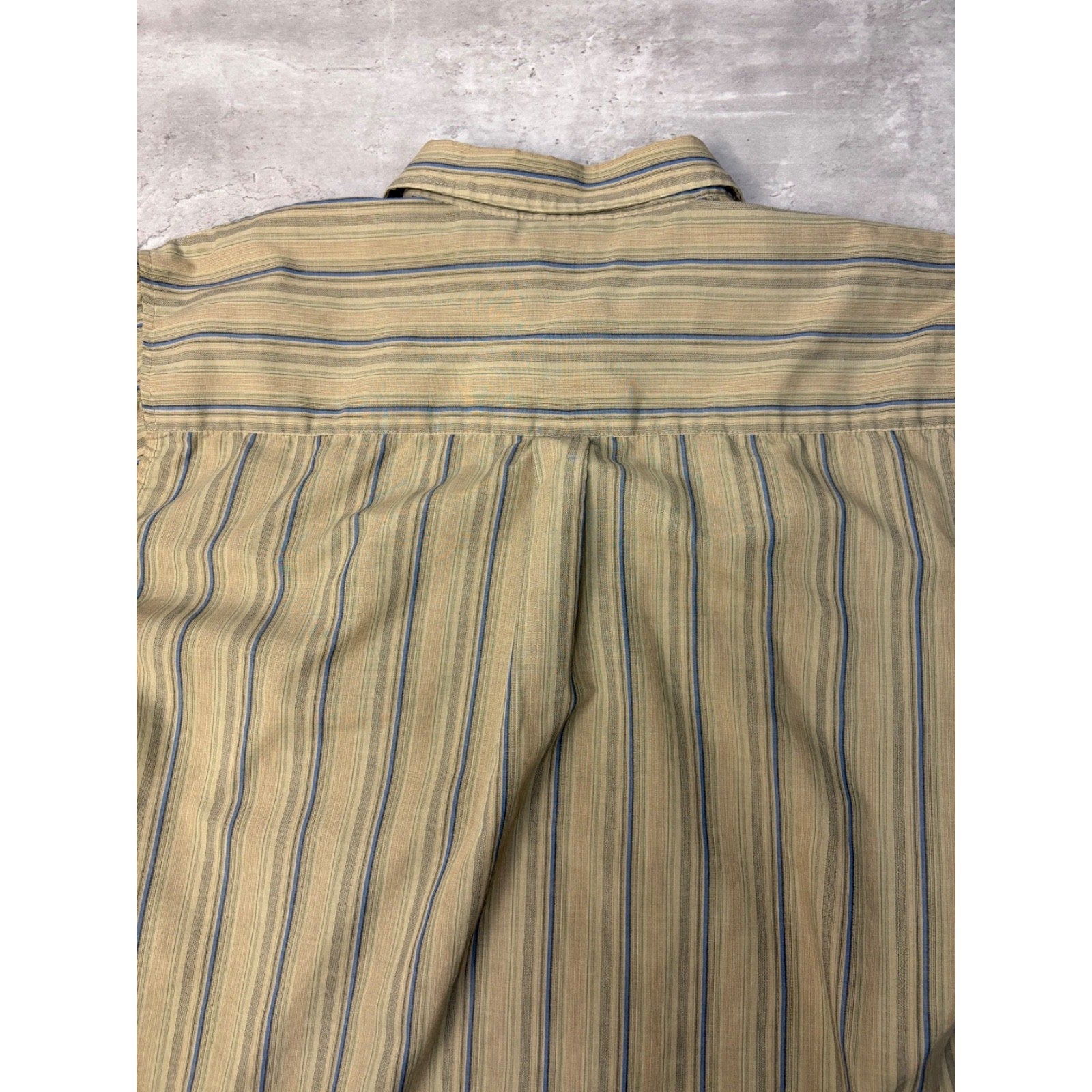 VTG Puritan Single Pocket Striped Reworked Cropped Button Up Shirt Size Large