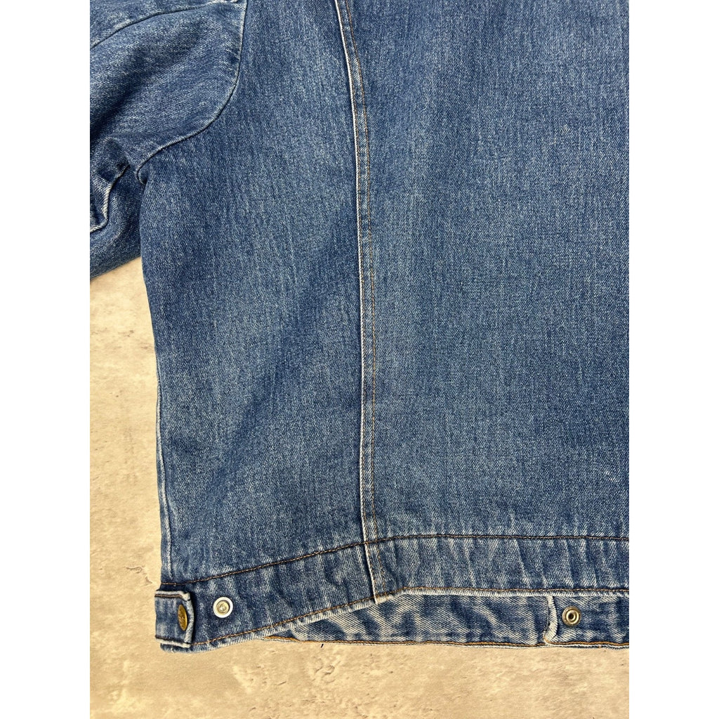 Vintage 80s Saddle King Blanket Lined Western Denim Trucker Jacket Size Large