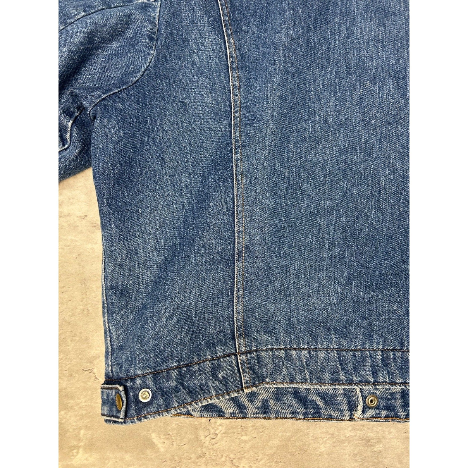 Vintage 80s Saddle King Blanket Lined Western Denim Trucker Jacket Size Large