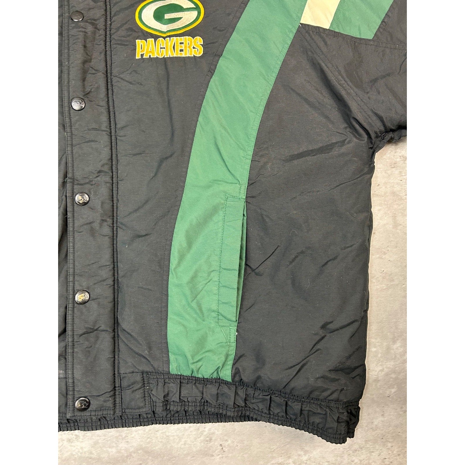 Vintage 90s Green Bay Packers NFL Insulated Full Zip Starter Jacket Size 2XL