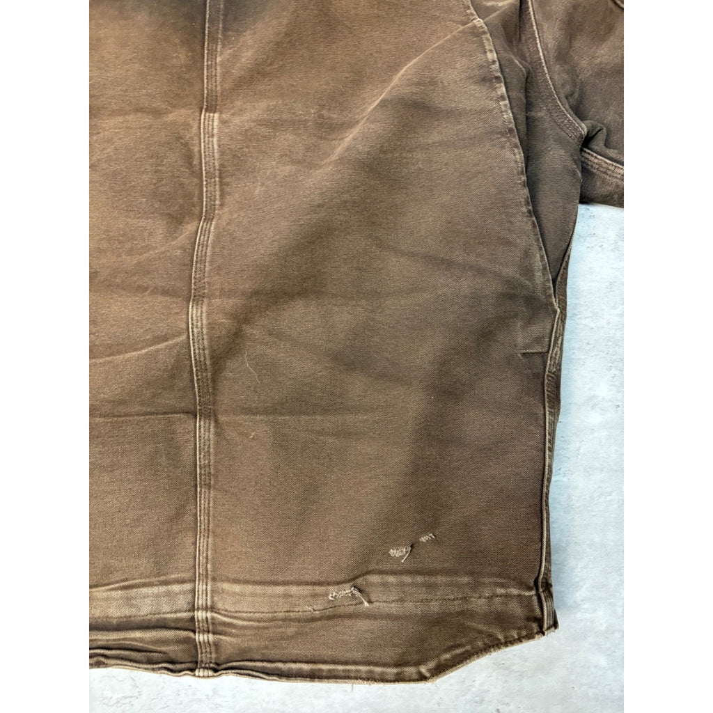 Vintage Carhartt Fleece Lined Canvas Brown Hooded Detroit Jacket Size Large