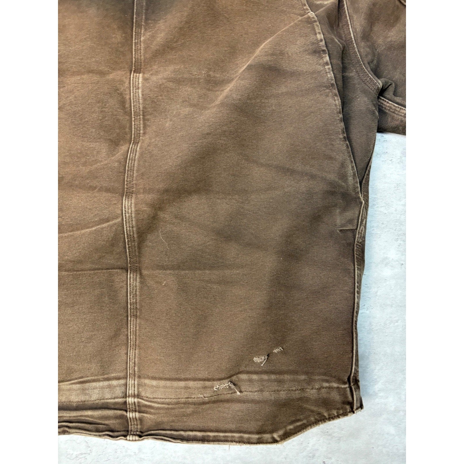 Vintage Carhartt Fleece Lined Canvas Brown Hooded Detroit Jacket Size Large