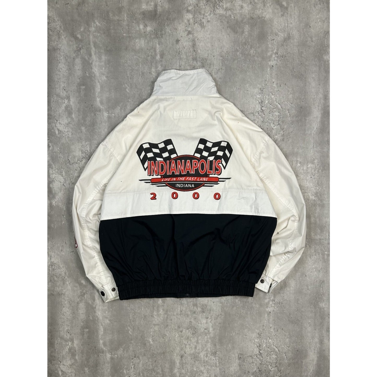 Vintage 2000 Nascar Indianapolis Graphic Logo 1/2 Windbreaker Jacket Size Large