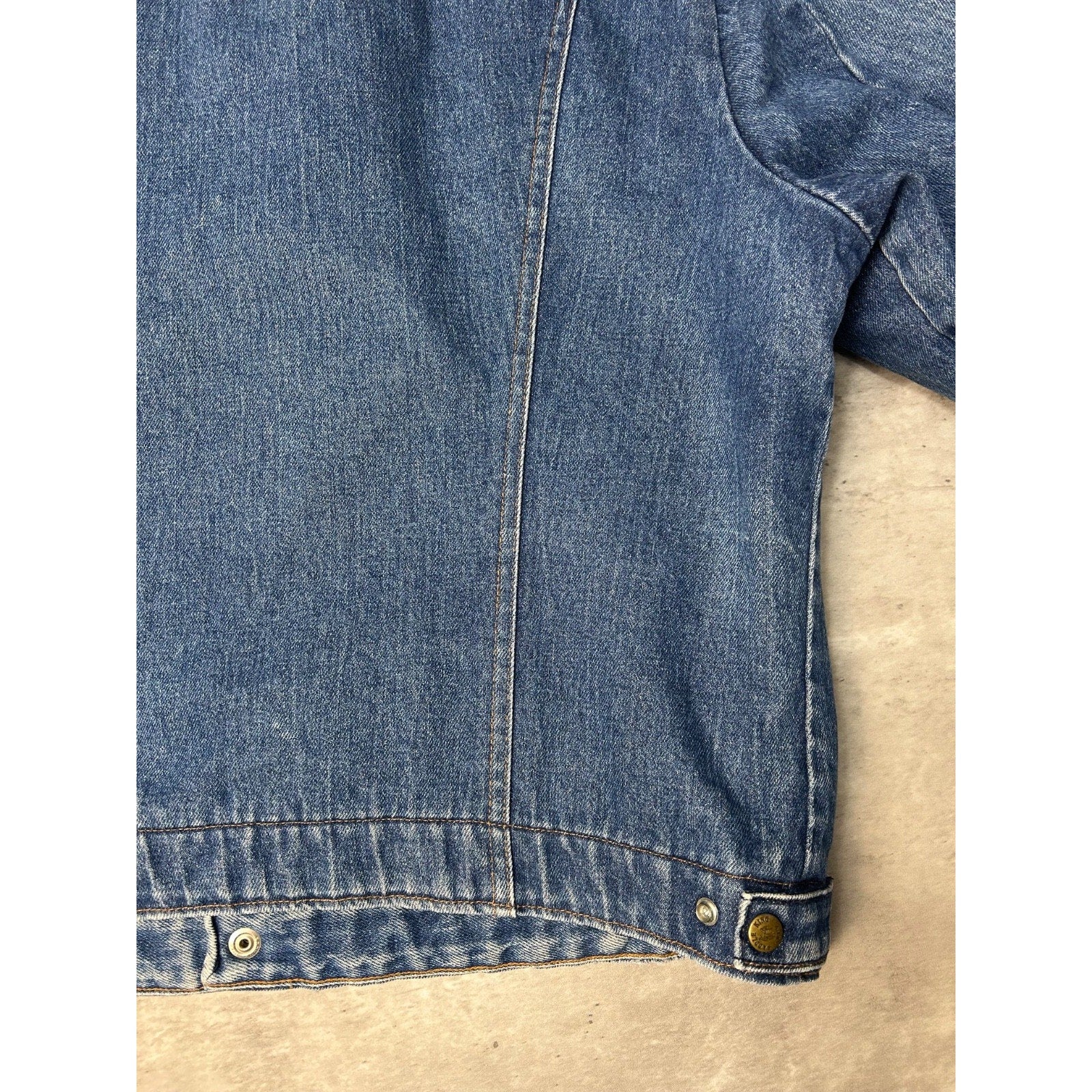 Vintage 80s Saddle King Blanket Lined Western Denim Trucker Jacket Size Large