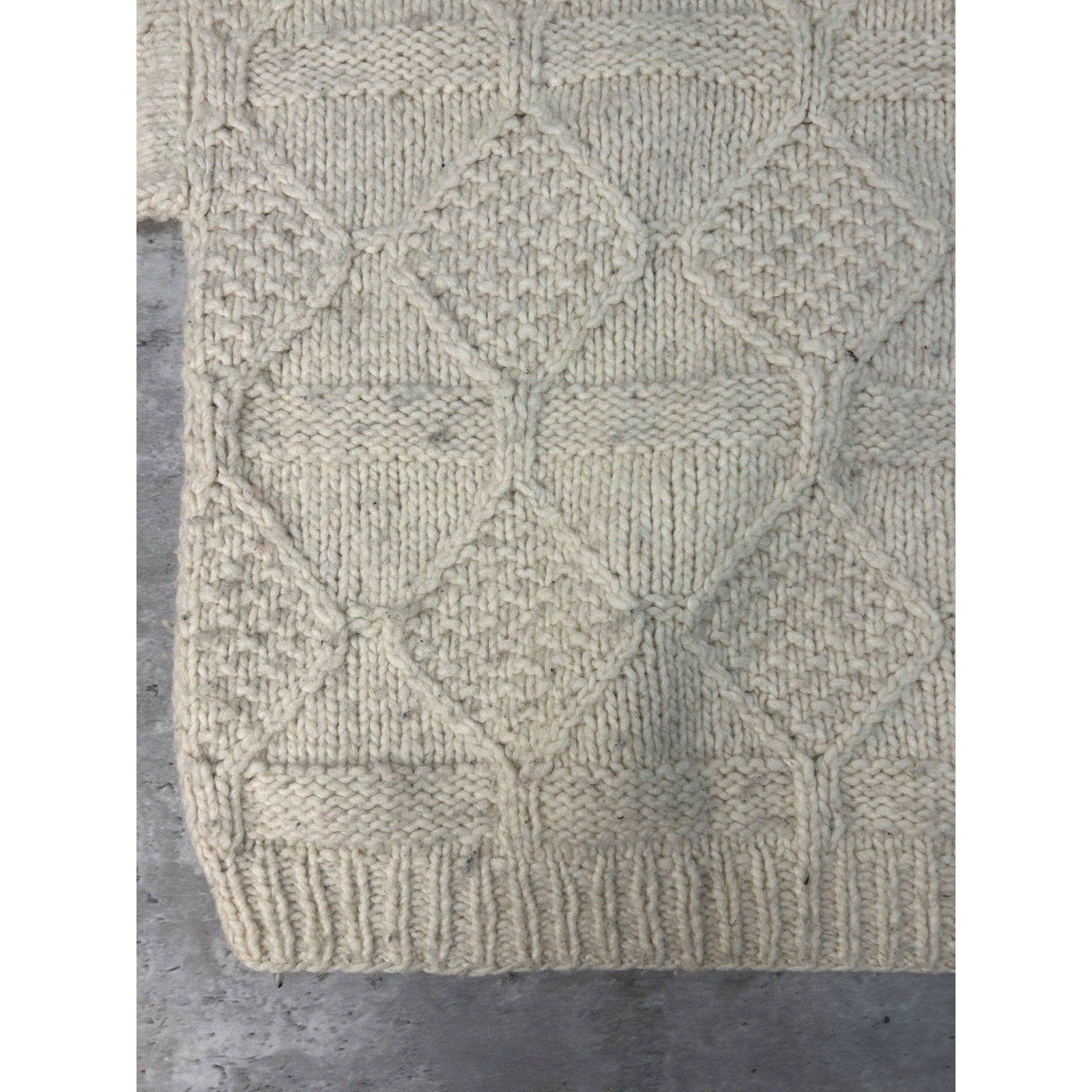 Vintage 80s/90s Cable Knit Diamond Print 1/4 Button Pullover Sweater Size Large