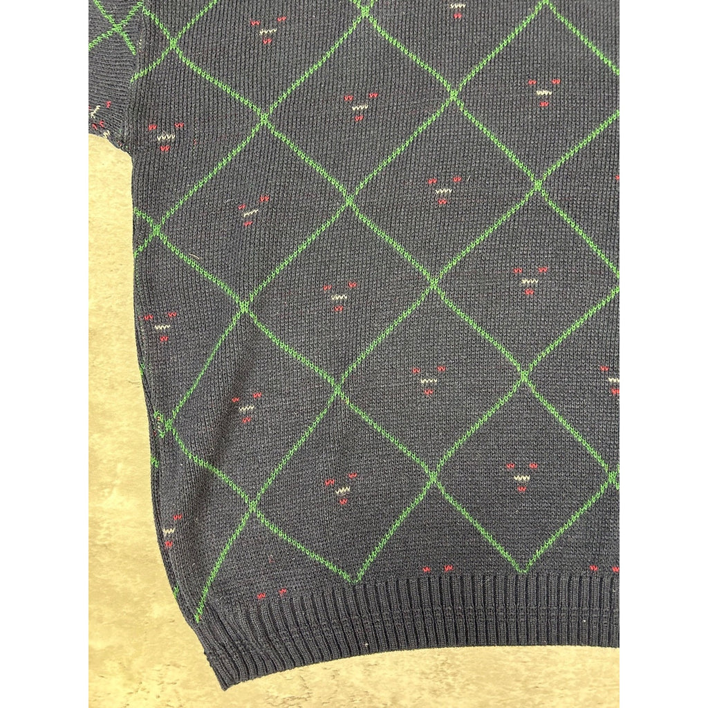 Vintage 90s Sutter & Grant Diamond Print Pullover Knit Sweater Size XL