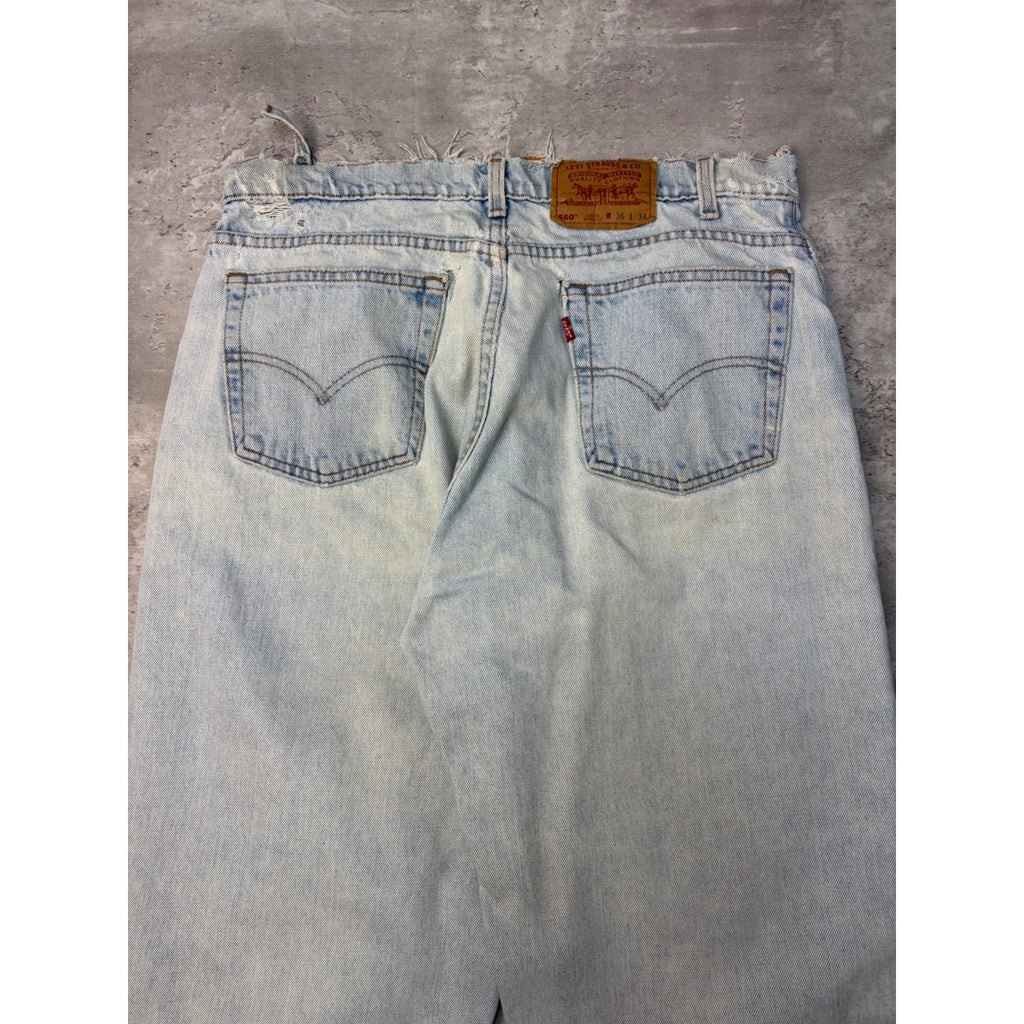 Vintage 90s Levis 560 Red Tab Relaxed Fit Tapered Light Wash Denim Pants Size 35