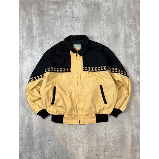 Vintage 90s Canyon Guide Aztec Print Full Zip Workwear Bomber Jacket Size 2XL