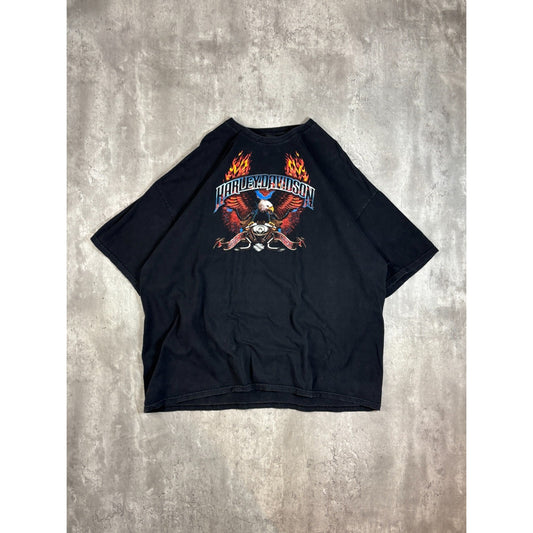 Harley Davidson Motorcycles Flaming Bald Eagle Graphic T-Shirt Size XXXL Black