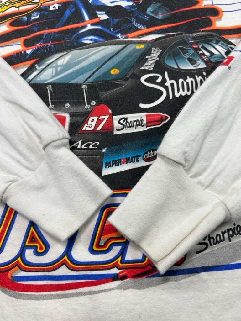 Vintage Kurt Busch #97 Roush Racing Nascar Graphic Long Sleeve T-Shirt Sz Medium