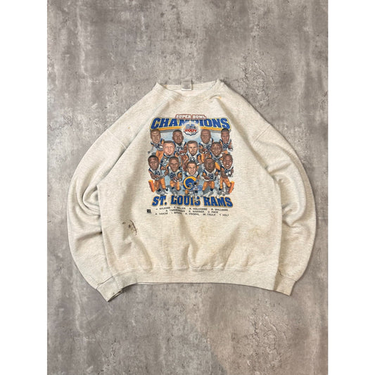 Vintage 2000 St Louis Rams NFL Super Bowl Champs Caricature Sweatshirt Size XL