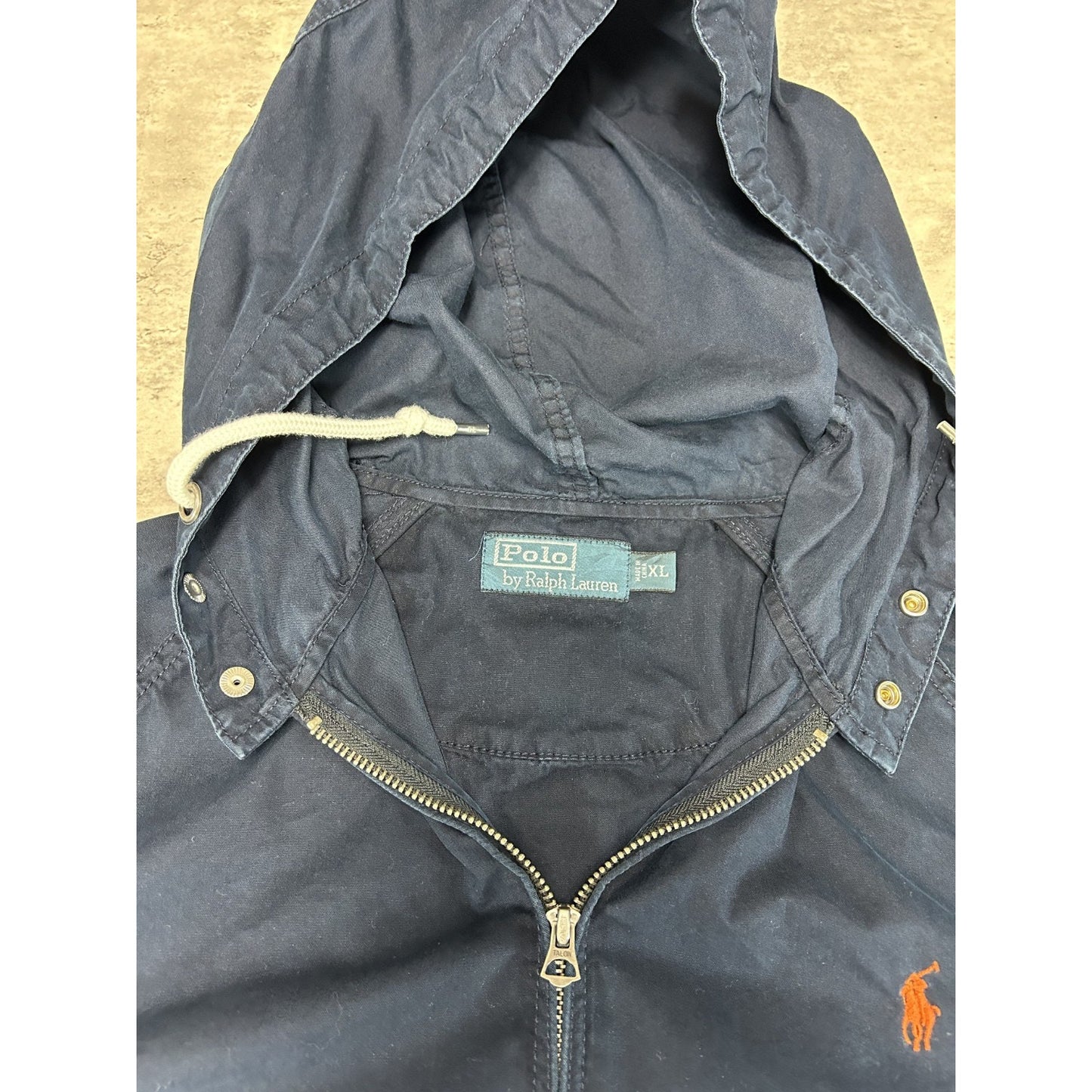 Vintage 90s Polo Ralph Lauren Embroidered Pony Full Zip Hooded Jacket Size XL