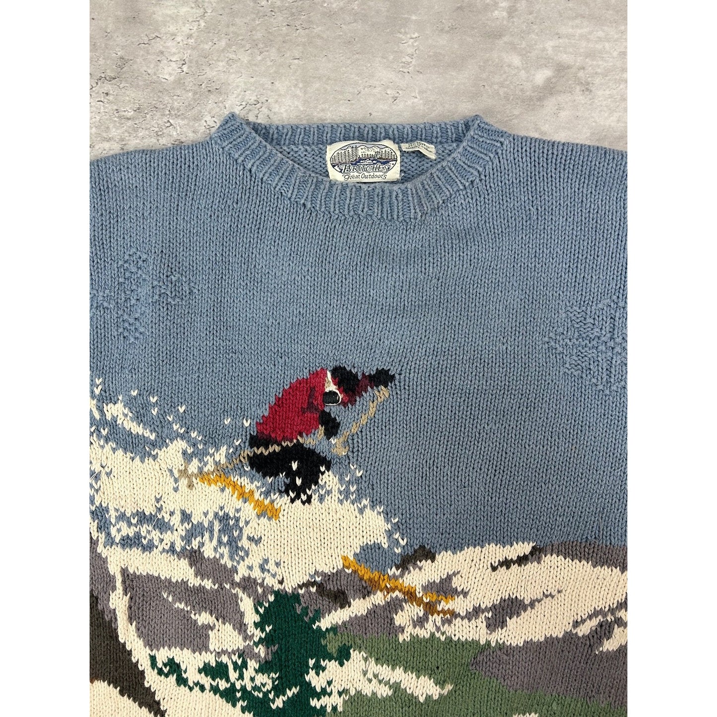 Vintage 90s Skiing Graphic Pullover Knit Sweater Size Large