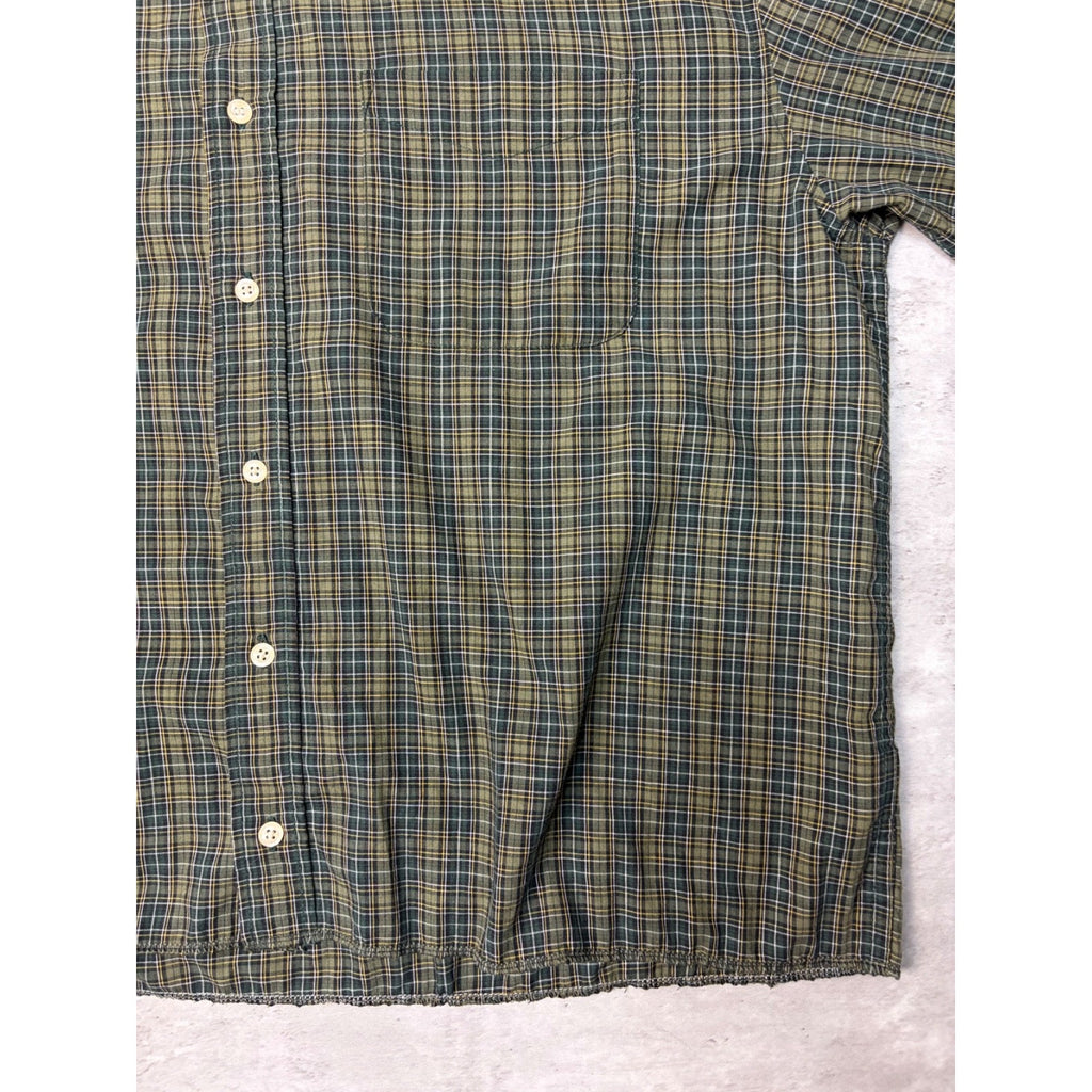 Vintage Basic Editions Single Pocket Plaid Cropped Button Up Shirt Size Large