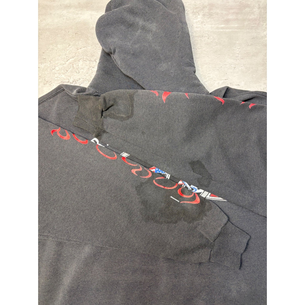 Vintage 2001 Freedom Cycle Inc Flame Graphic Hooded Sweatshirt Size XL
