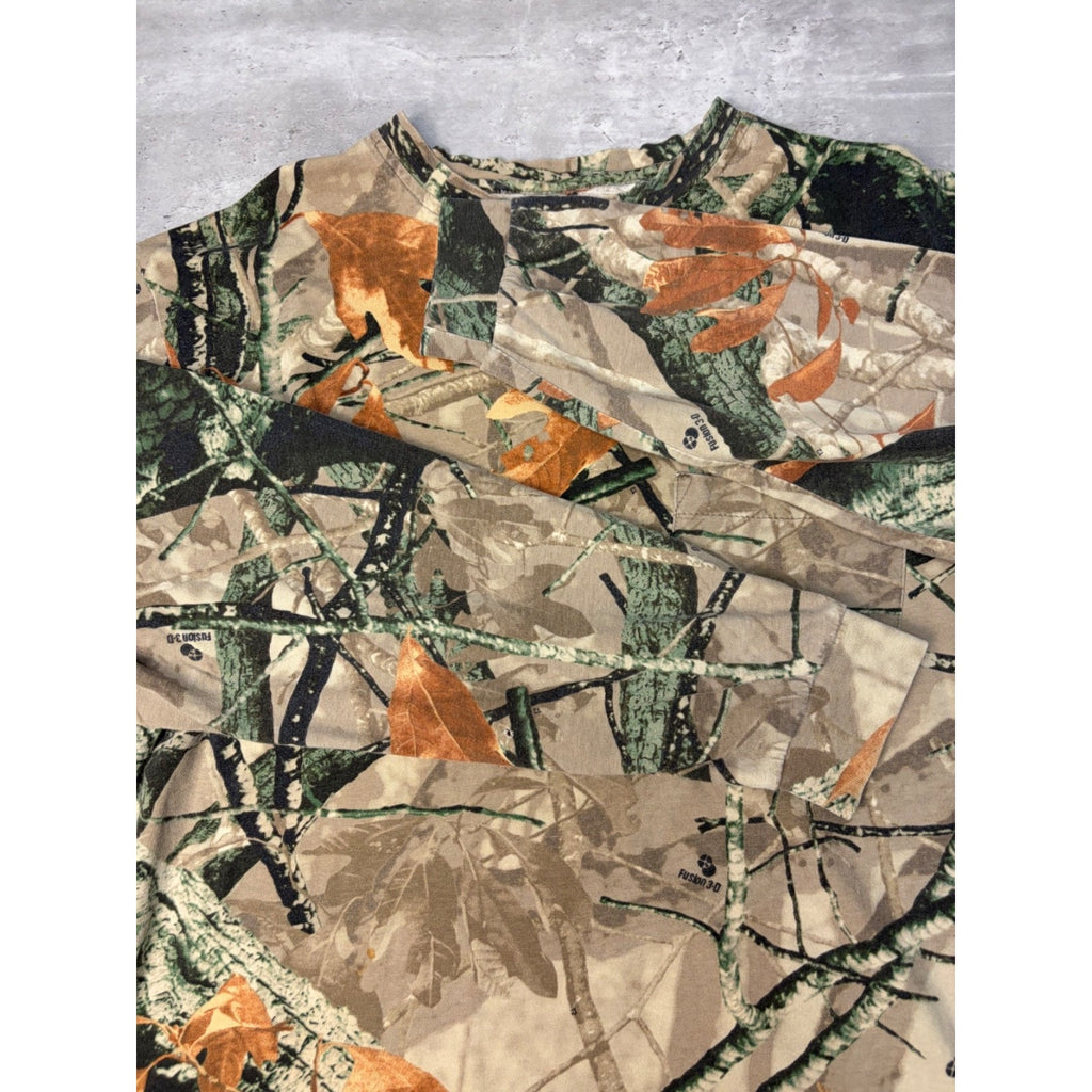 Vintage Fusion 3D Tree Camo Hunting Long Sleeve T-Shirt Size Large