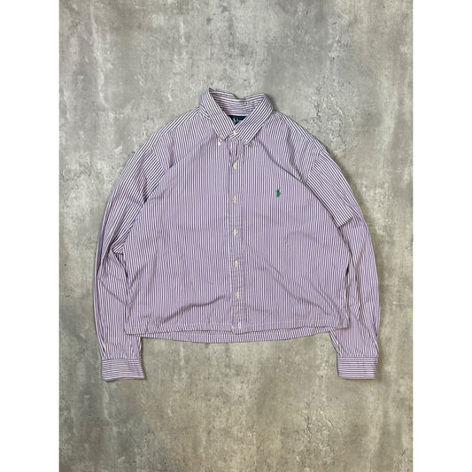 Vintage Polo Ralph Lauren Embroidered Pony Cropped Button Up Shirt Size XL