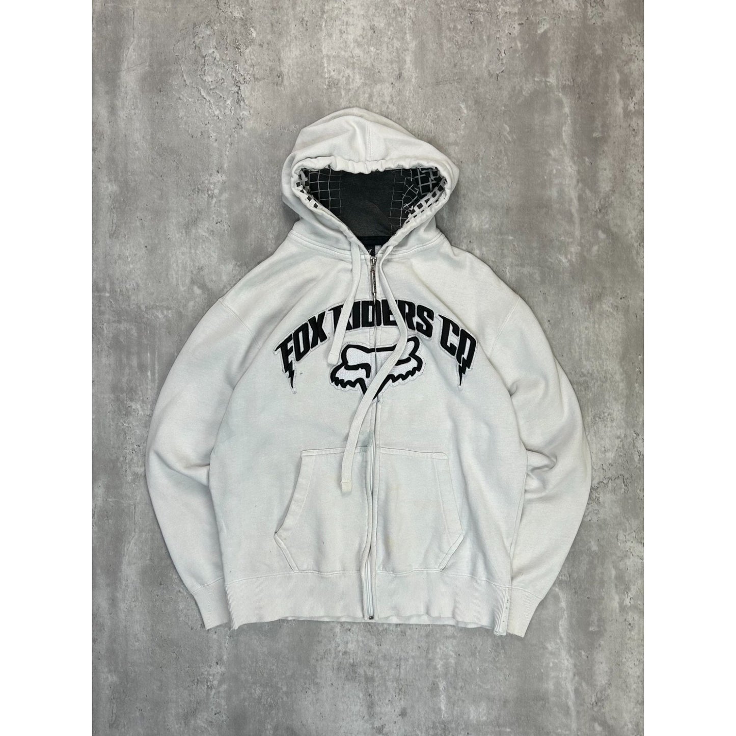 Vintage 2000s Fox Riders Co. Embroidered Full Zip Hooded Sweatshirt Size Large