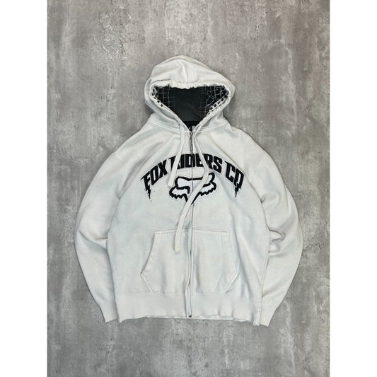 Vintage 2000s Fox Riders Co. Embroidered Full Zip Hooded Sweatshirt Size Large