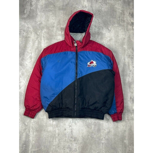 Vintage 90s Colorado Avalanche NHL Insulated Hooded Full Zip Jacket Size Large