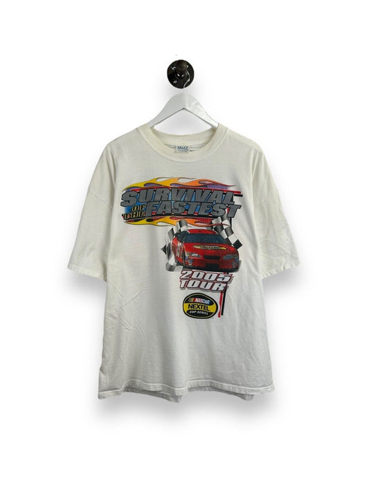 2005 Nascar Nextel Survival Of The Fastest Racing Graphic T-Shirt Size 2XL White